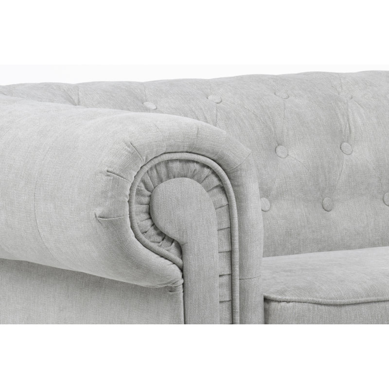 Allegra Chesterfield Corner Sofa, Right Hand Facing, Light Grey