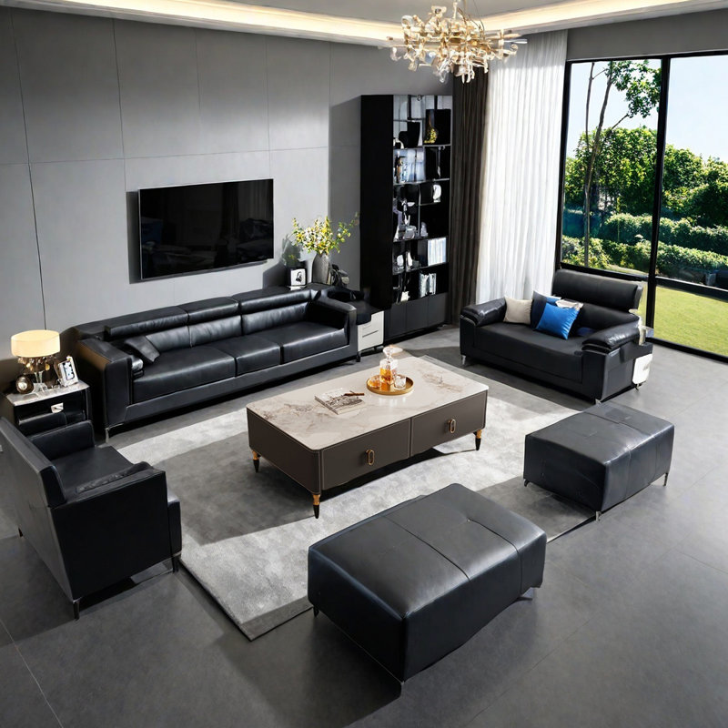 Table basse Modern, H 15,74 po x L 51,18 po x l 27,55 po, Gris