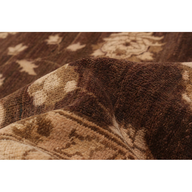 One of kind Hand-Knotted Chobi Finest Brown Rug 8'1" x 9'10"