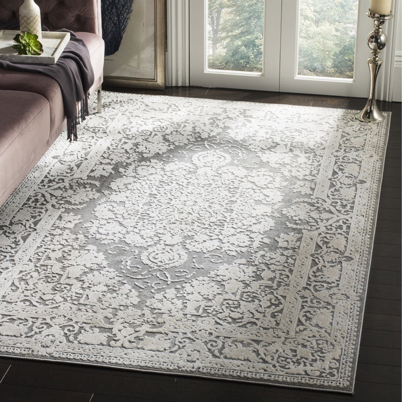 Calidia Oriental Dark Gray/Cream Rug, Rectangle 8' x 10'