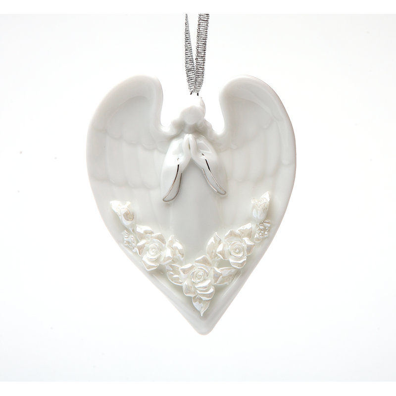 Ornement d'ange en prière nacré blanc