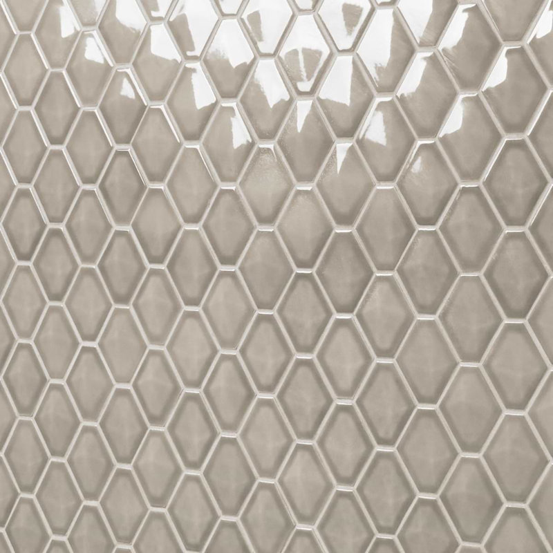 Brookline Diamond 3x4 Glossy Ceramic Mosaic Tile, Warm Gray