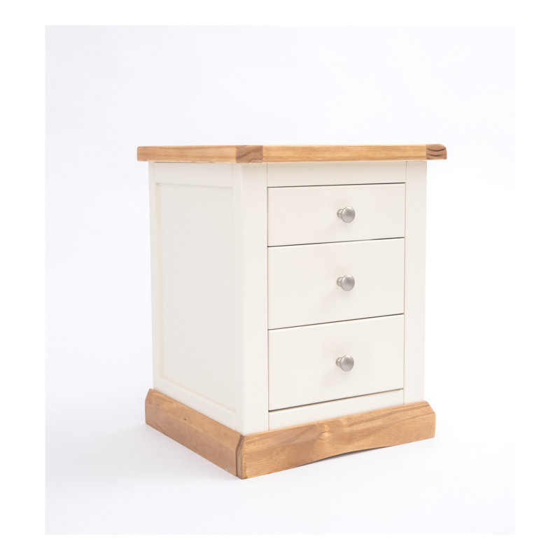 Milian 45cm W Plywood / Laminate Board Bedside Table, White/Satin Chrome