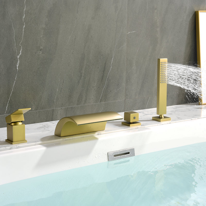 1 Handle Roman Tub Faucet with Diverter, Brushed Gold