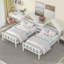 Double Platform Bed with House-shaped Headboard and a Built-in Nightstand