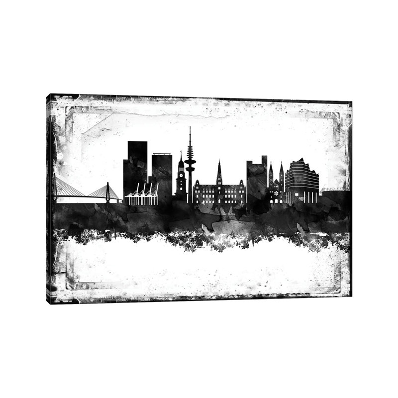 Hamburg Black And White Film by WallDecorAddict - Wrapped Canvas Print, 30.48 cm H x 45.72 cm W