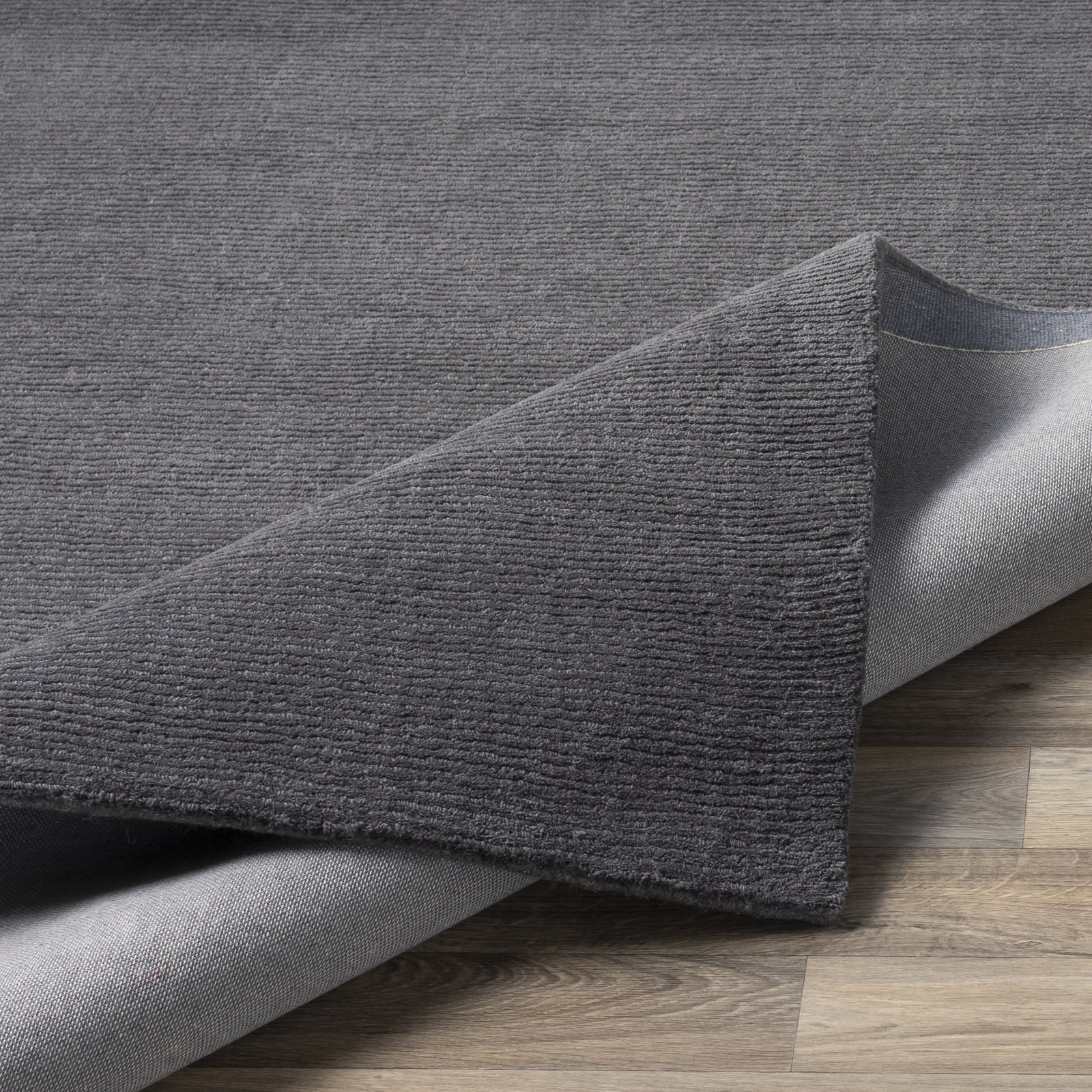 Crowe Charcoal Gray Hand-Woven Wool Rug, Runner 2'6" x 8'