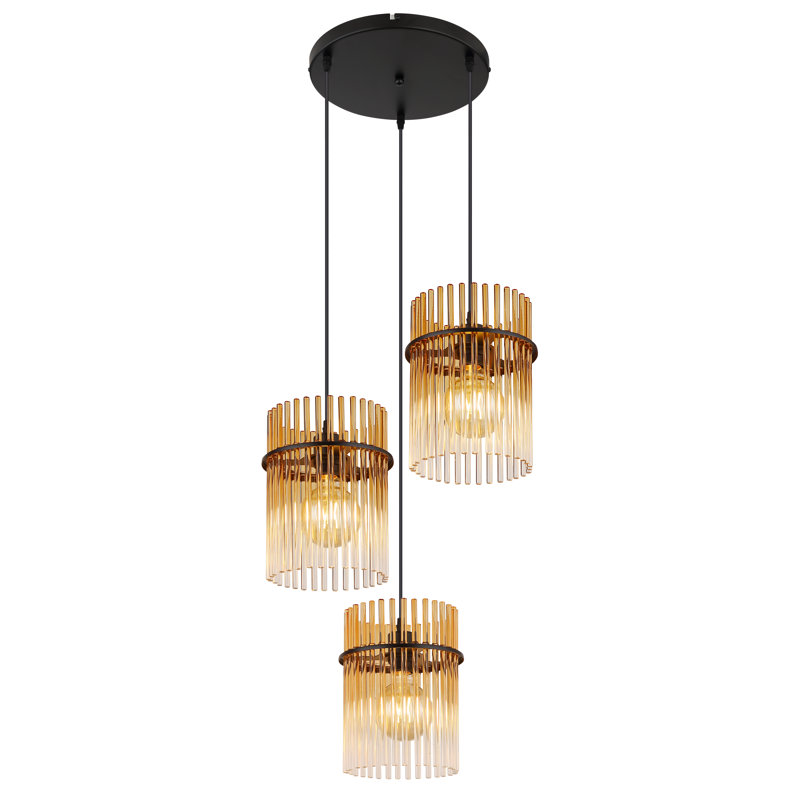 Decole 3 - Light Matte Black Pendant, Amber