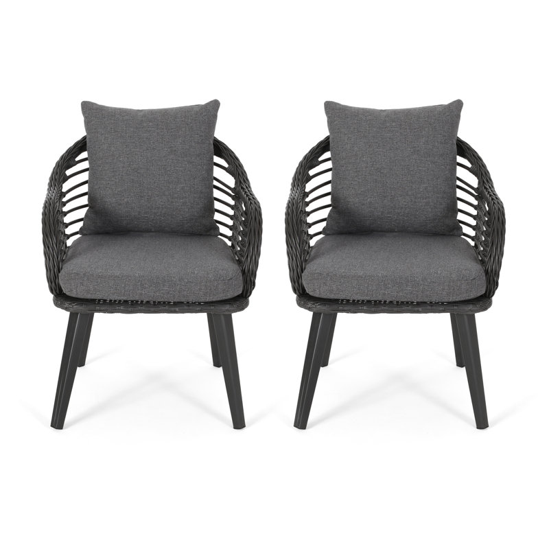 Fauteuil club en polyester 24,5 po Mcbrayer, Gris, Gris foncé