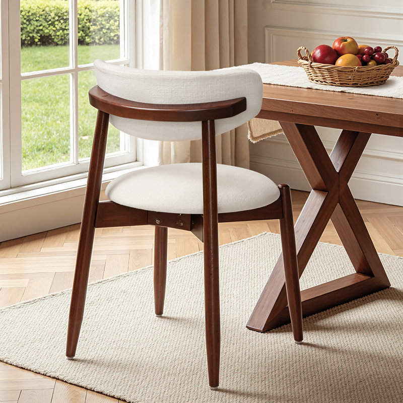 Chaises de cuisine rembourrées en bois massif, chaises de salle à manger d'appoint blanches modernes (lot de 6), Cream/Brown