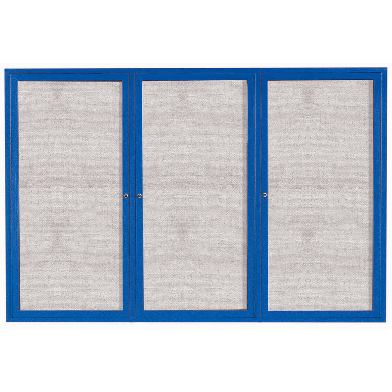 Panneau d'affichage mural fermé avec éclairage DEL, Bleu, Trois, 48 po x 72 po