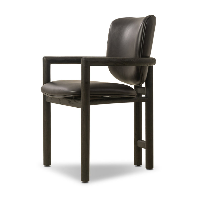 Kosta Leather Upholstered Back Arm Chair, Sonoma Black, Dark Anthracite Oak