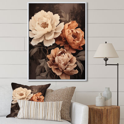 Pivoines botaniques rétro dévoilées II sur toile