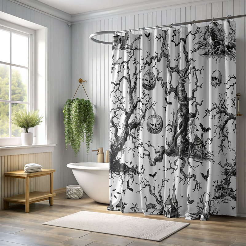 Rideau de douche Halloween 1 pièce, H 74 po x l 71 po