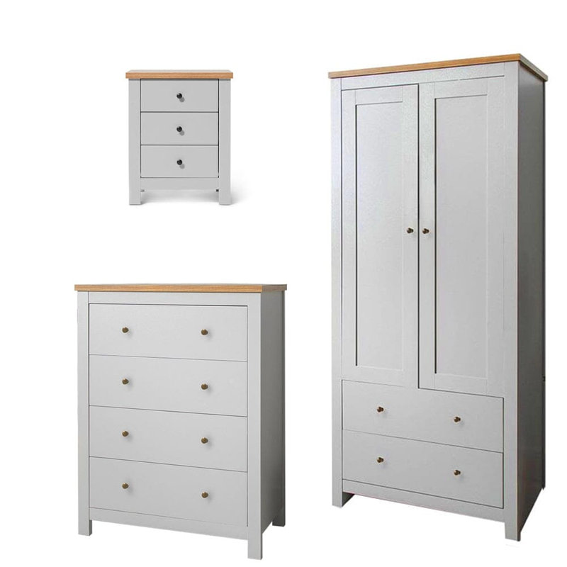 Maryhannah 2 Door Manufactured Wood Wardrobe, Stone Grey