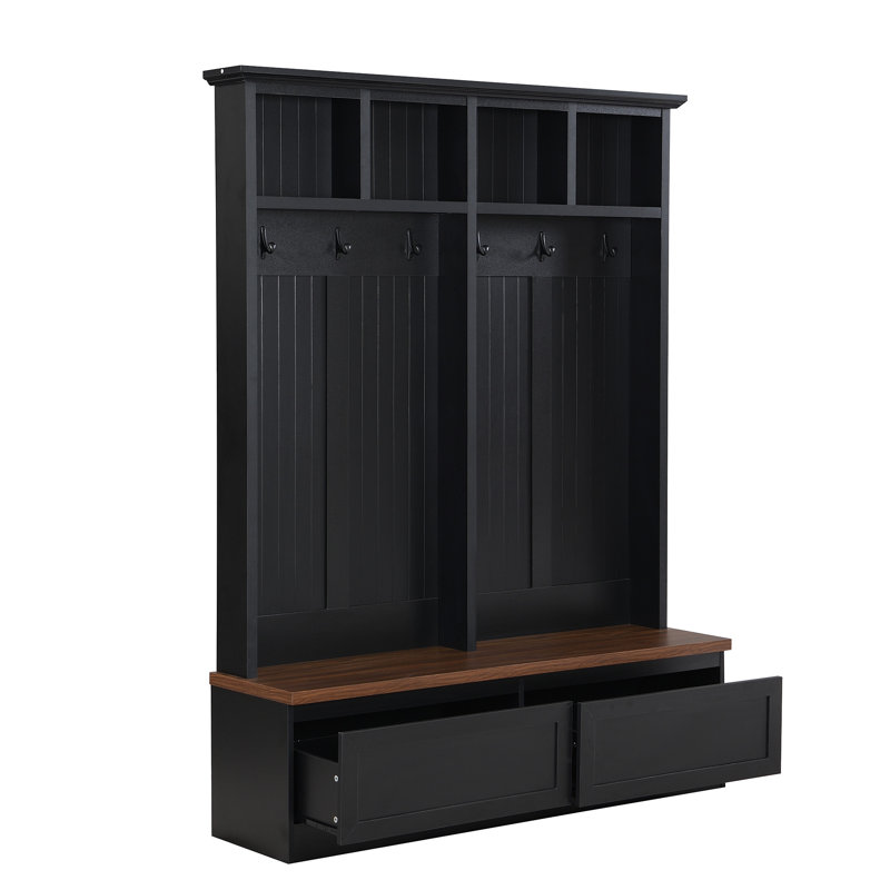 [Assembly Video] Farmhouse 4-In-1 Hall Tree With Wood Grain Bench, Black/Dark Walnut