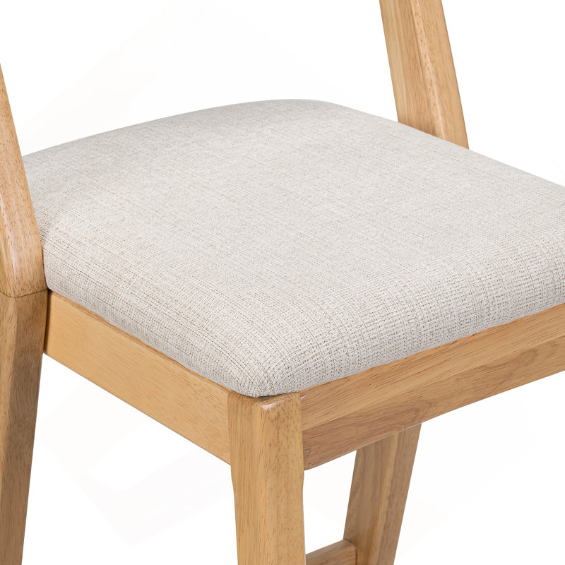 Ensemble de 2 tabourets d'intérieur en bois d'hévéa avec sièges rembourrés confortables et dossiers ergonomiques pour divers espaces
