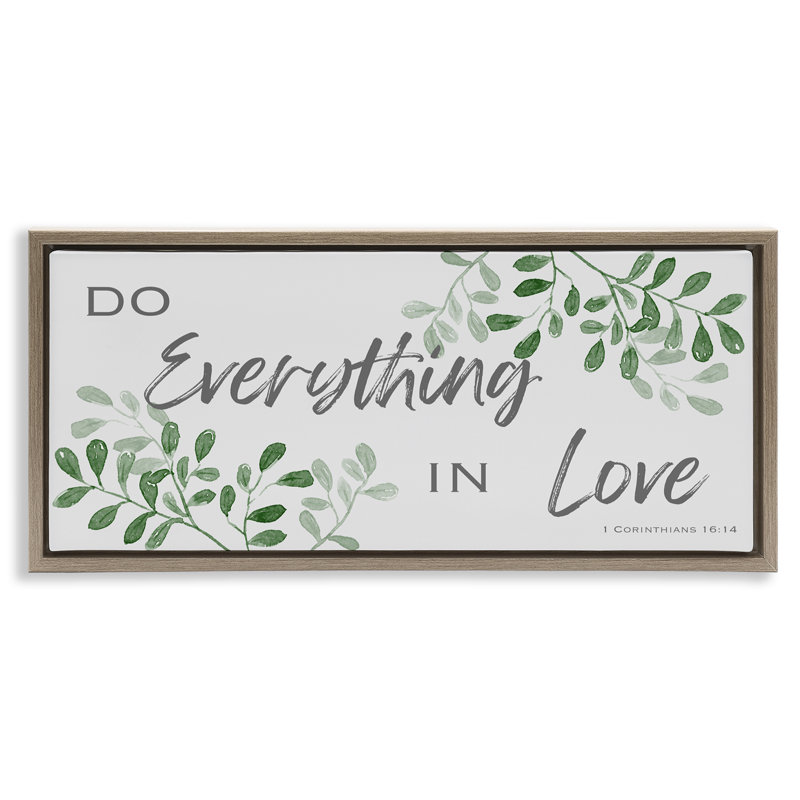 Do Everything in Love Botanicals Brown Framed Floater Canvas Wall Art, design by Marcus Prime, 14" H x 31" W