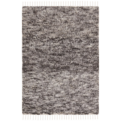 Tapis gris en laine tissé à la main Aitkin