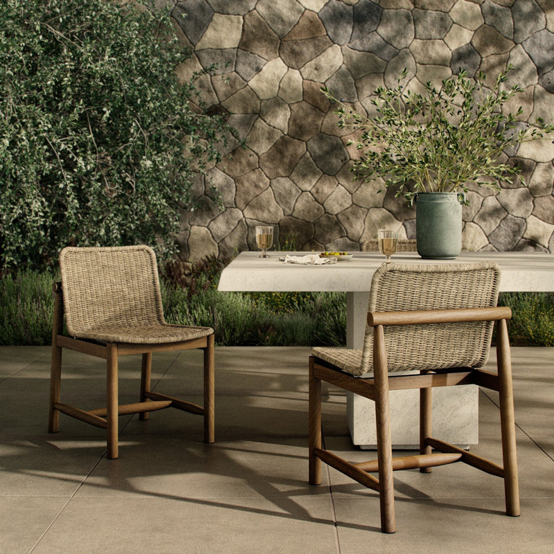 Dume Outdoor Dining Chair, White/Brown