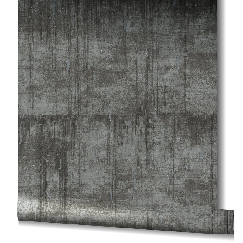 Jerez Metallic Aged Concrete Textured Wallpaper Roll 10.05m x 0.70m, Grey