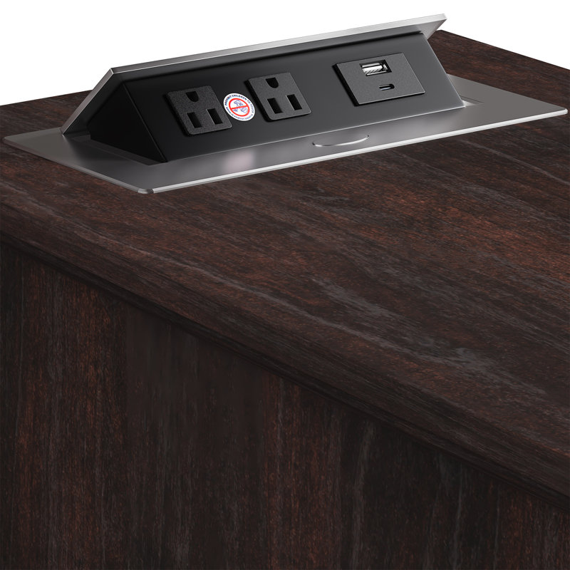 3 Drawers End Tables with Storage and Built-in Outlets for Living Room, Dark Walnut, Dark Walnut