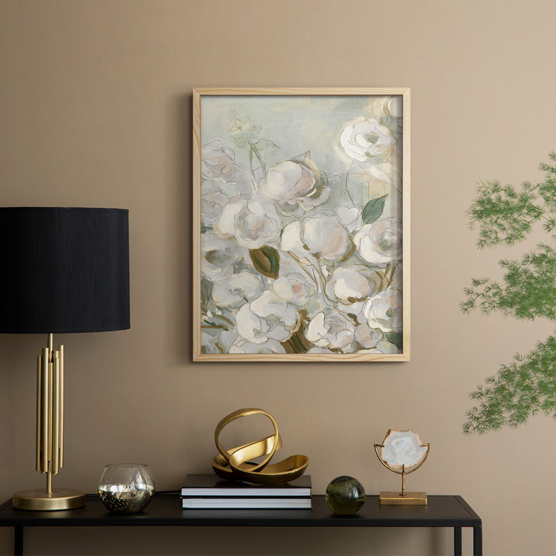 «Moonlit Climbing Roses I», reproduction encadrée - bois massif, H 11 po x l 9 po
