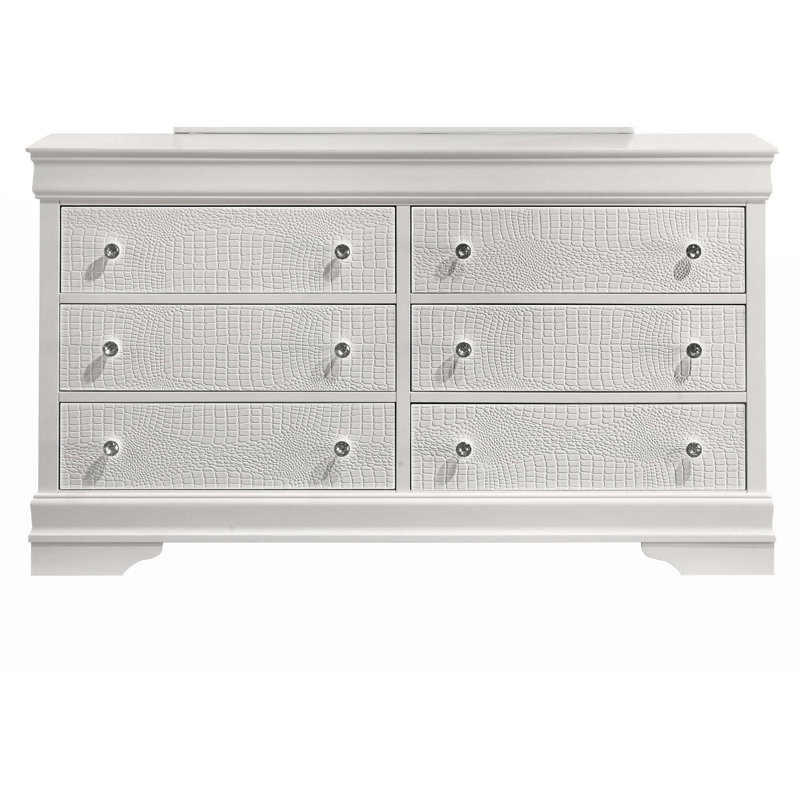 Commode 6 tiroirs (seulement commode), Blanc