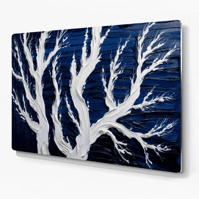 Horizontal Striped Cypress White Blue Metal Wall Art