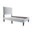 Lit simple avec housse en velours - 12 supports stables, tête de lit réglable, gris, sans sommier, tête de lit moderne en velours gris, chambre de luxe-962719960