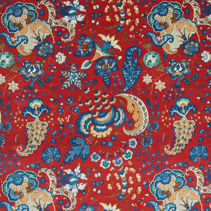 Majorelle Velvet Fabric, Red/ Blue/ Medium Blue