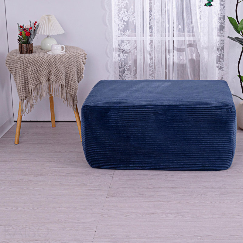 Repose-pieds en velours côtelé - Bleu, Bleu
