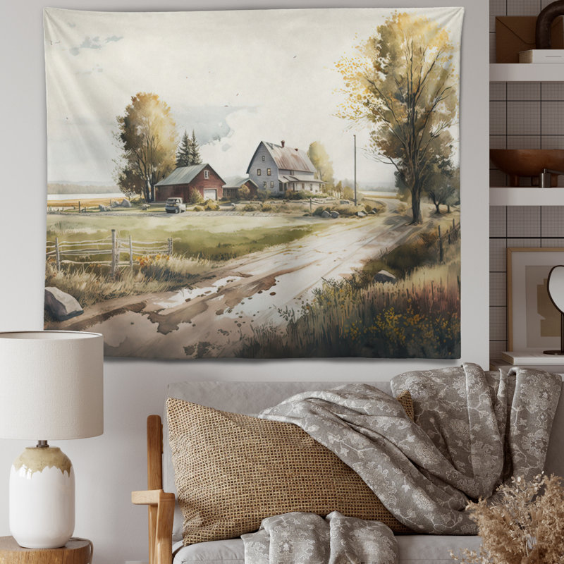 Path To The Barn II Polyester Tapestry, 32" H x 39" W