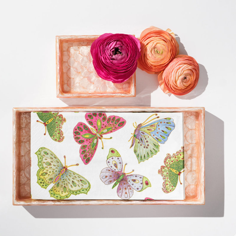 Capiz Shell Decorative Tray, Pink, Pink