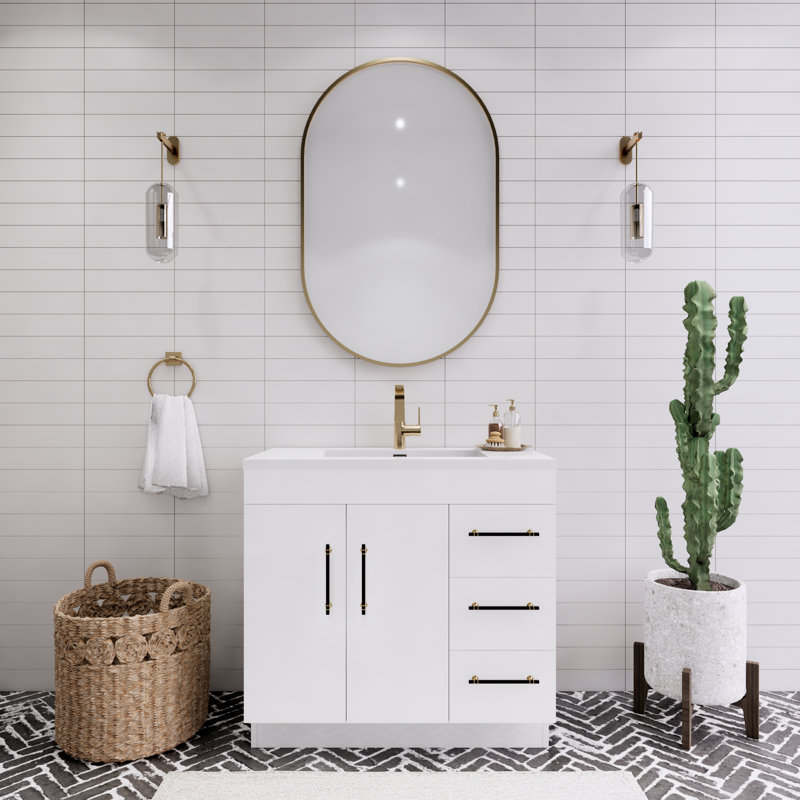 Meuble-lavabo simple l 36 po, Blanc brillant