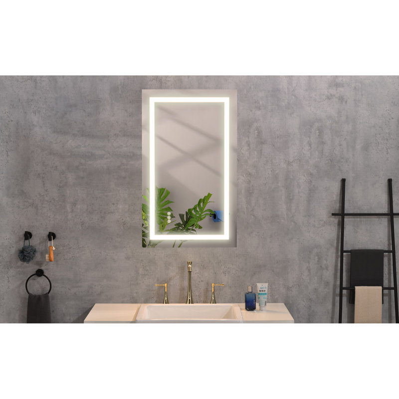 bathroom led mirror is multi-functional and each function is controlled by a smart touch button., 40" x 22"