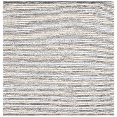 Tapis rayé fabriqué à la main Cleodora en ivoire / gris