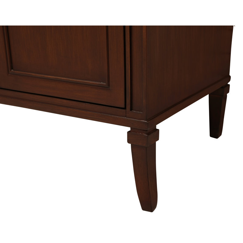 Teak and Cream 32'' Single Bathroom Vanity with Ceramic Sink