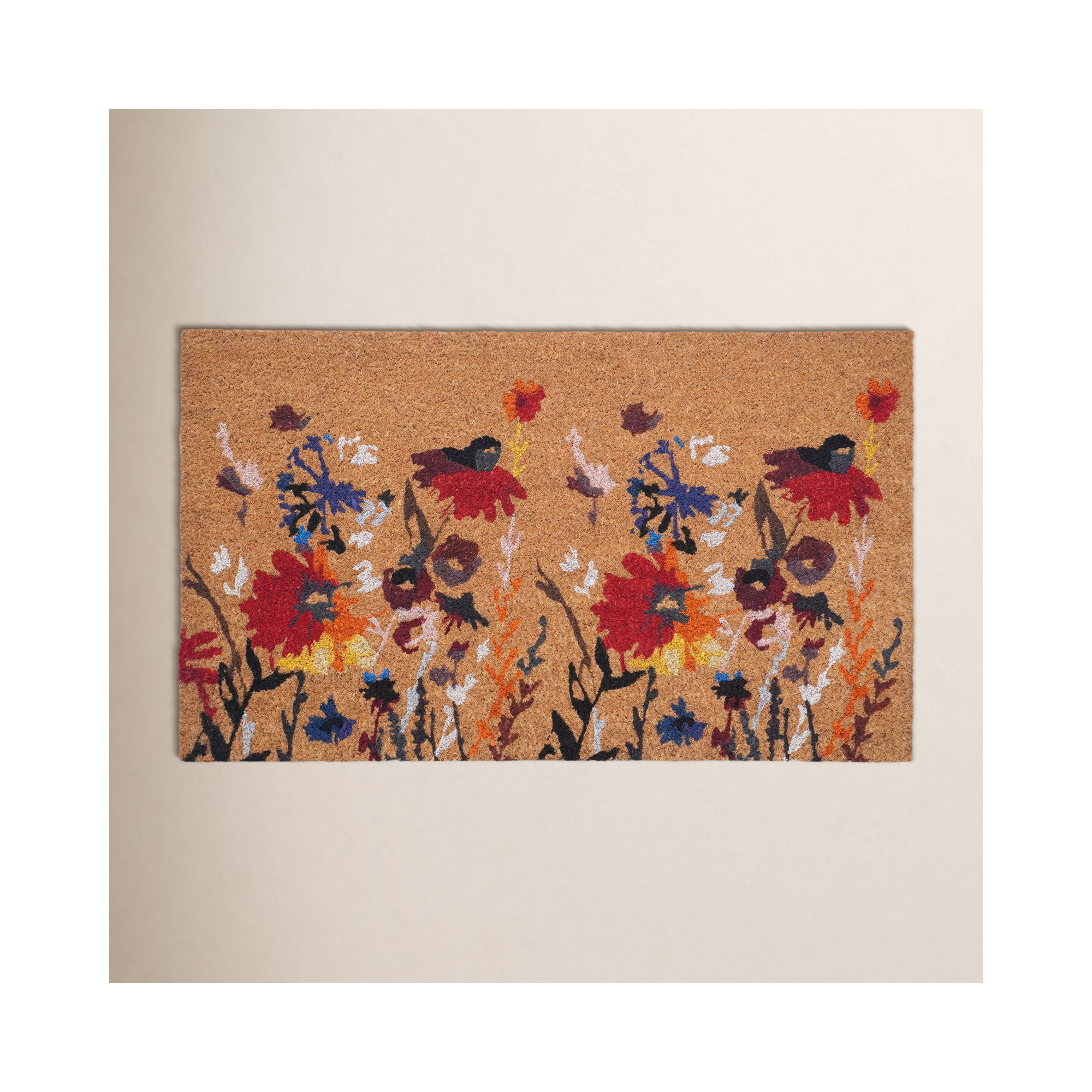 Floral Non-Slip Indoor Outdoor Door Mat, 24" W x 36" L