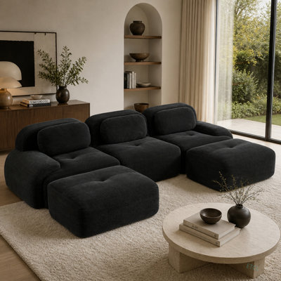 Canapé modulaire en U de qualité supérieure en tissu Corduroy sans assemblage, conception antidérapante, pour animaux de compagnie, accoudoirs extra larges incurvés, éponge à haute résilience 32D pour le salon, la chambre à coucher et la salle de bain