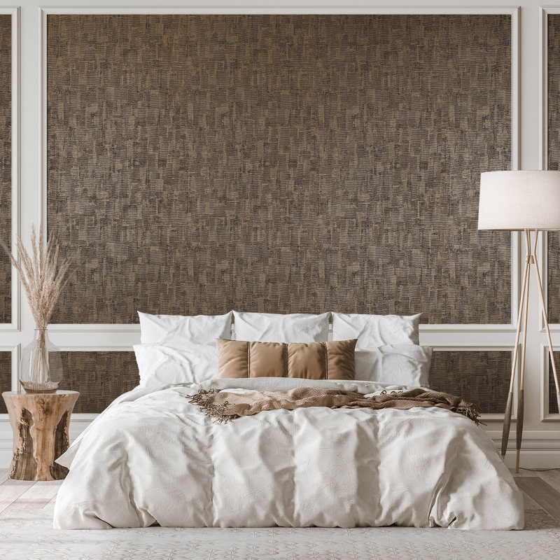 Precious Collection Metallic Jacquard Wallpaper Roll, Brown