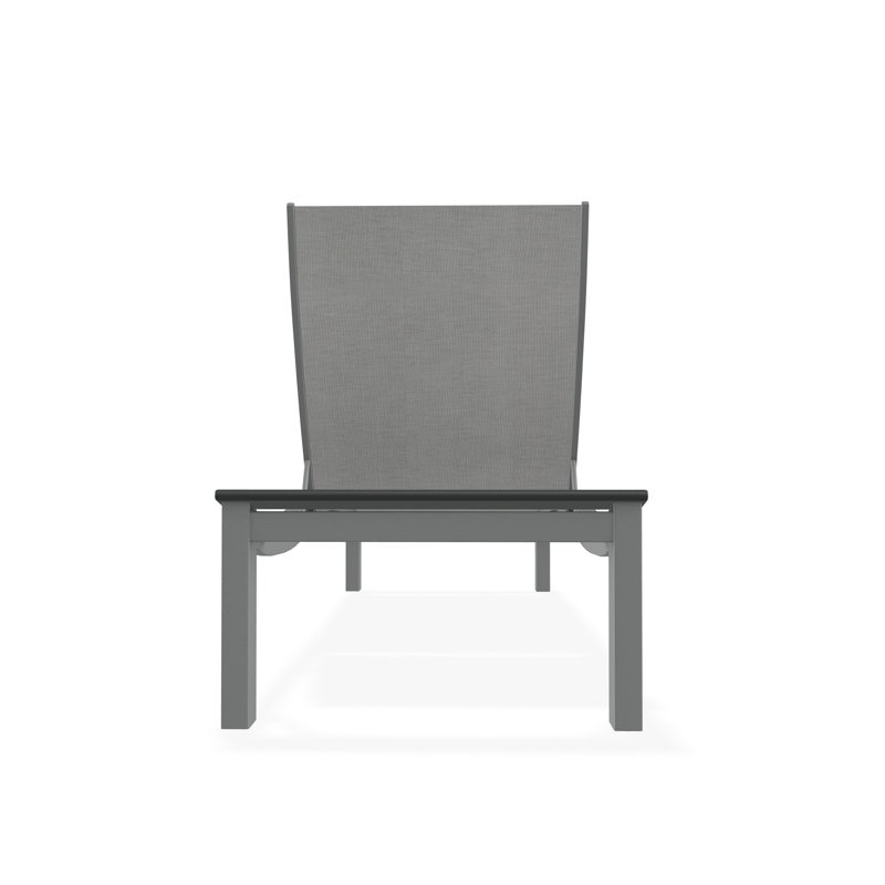 Bazza Sling Aluminum Sling Four-Position Contour Armless Chaise with Marine Grade Polymer Overlay, Alloy Sunbrella®, Graphite