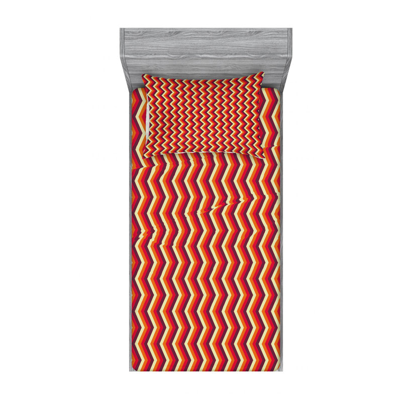 Microfiber Chevron Sheet Set, Twin Sheet Set with Fitted Sheet