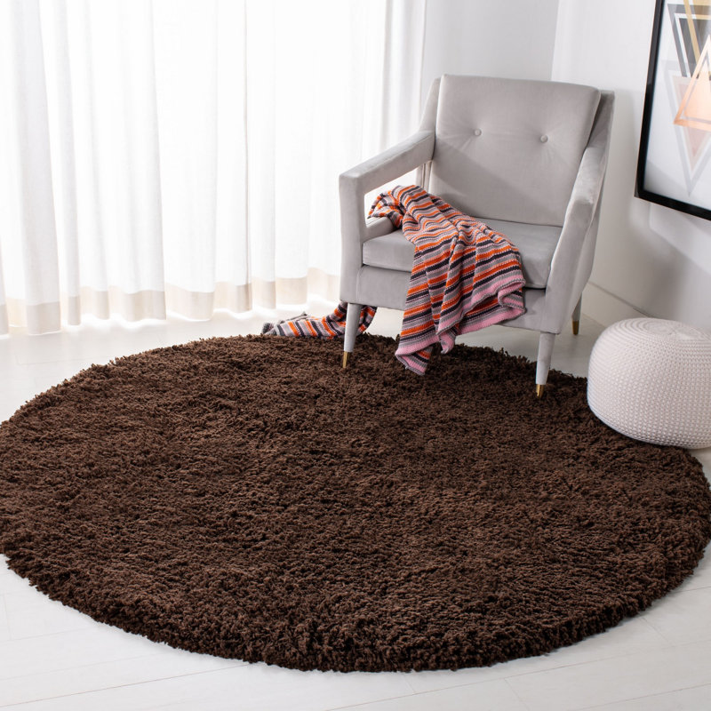 Cannell Classic Shag Hand Tufted Performance Solid Color Rug, Round 4'