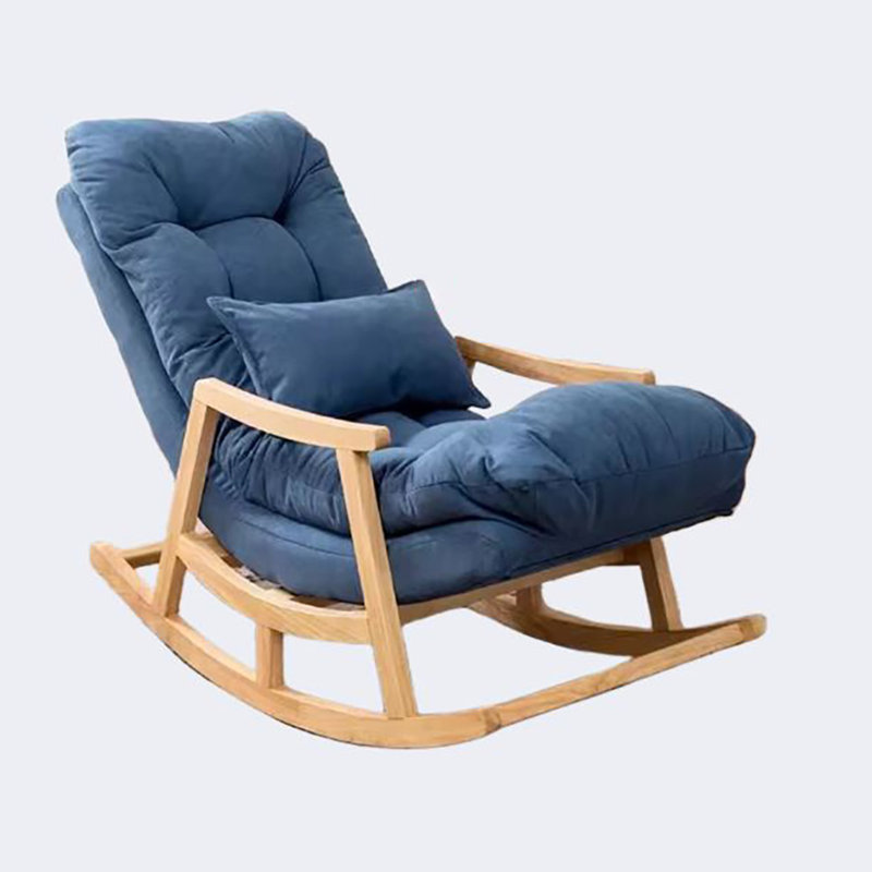 Chaise berçante en bois massif Cloud, Bleu foncé