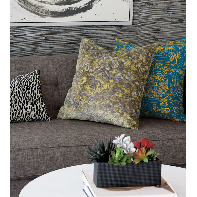 Abstract Reversible Throw Pillow, Yellow