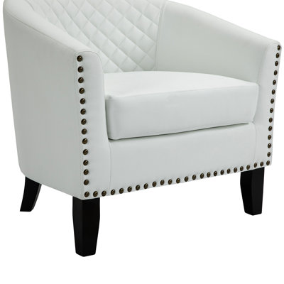 30.12" Wide Tufted Faux Leather Barrel Club Chair