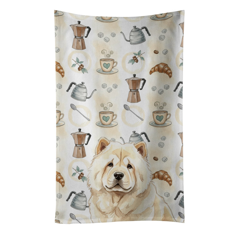 Cream Chow Chow Coffee Bar Kitchen Towel, Cream Chow Chow