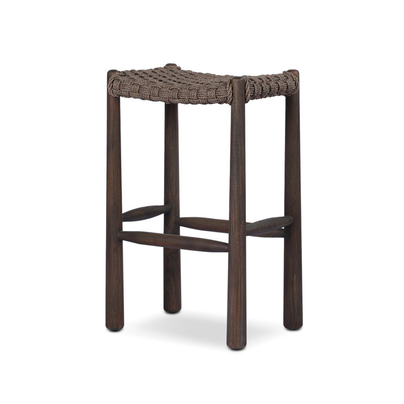 Savio Outdoor Stool-Dark Textured Woven-Counter, 30", Brown
