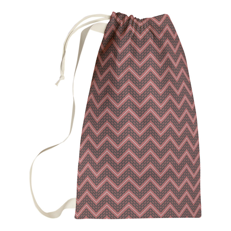 Stephenie Fabric Laundry Bag with Handles, 36" H x 28" W x 1.5" D, Light Red/Black